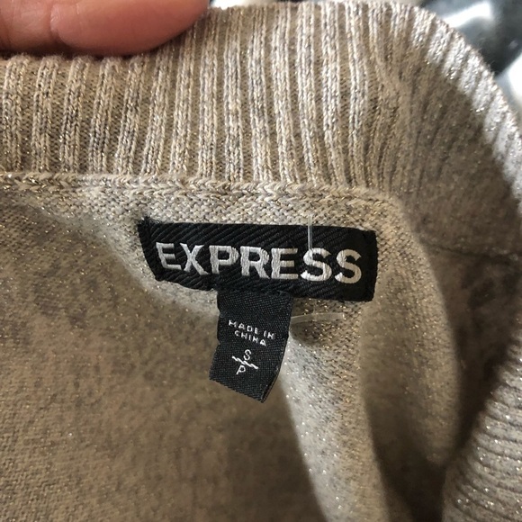 Express Snake Print Silver Metallic Thread V Neck Top - Picture 4 of 4